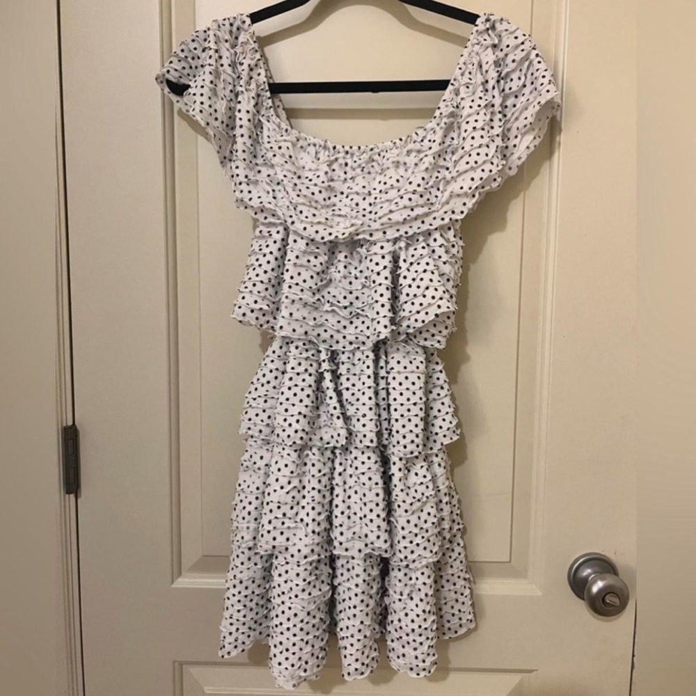 Zara Strapless Polka-Dot off the shoulder ruffle mini dress - Picture 4 of 5